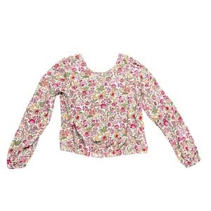 NWT Loft Womens XS Floral V or Round Neck Reversible Long Sleeve Crop Top Blouse